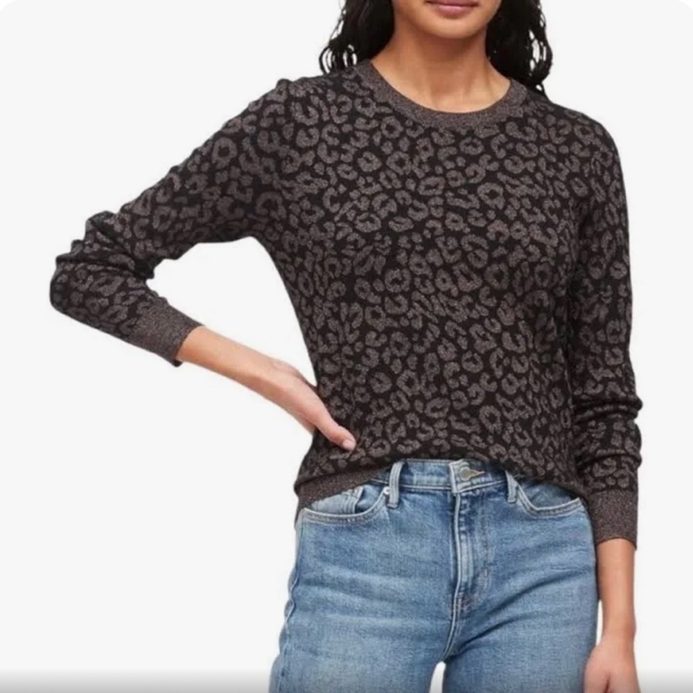 Banana Republic Metallic Leopard Print Sweater Size L